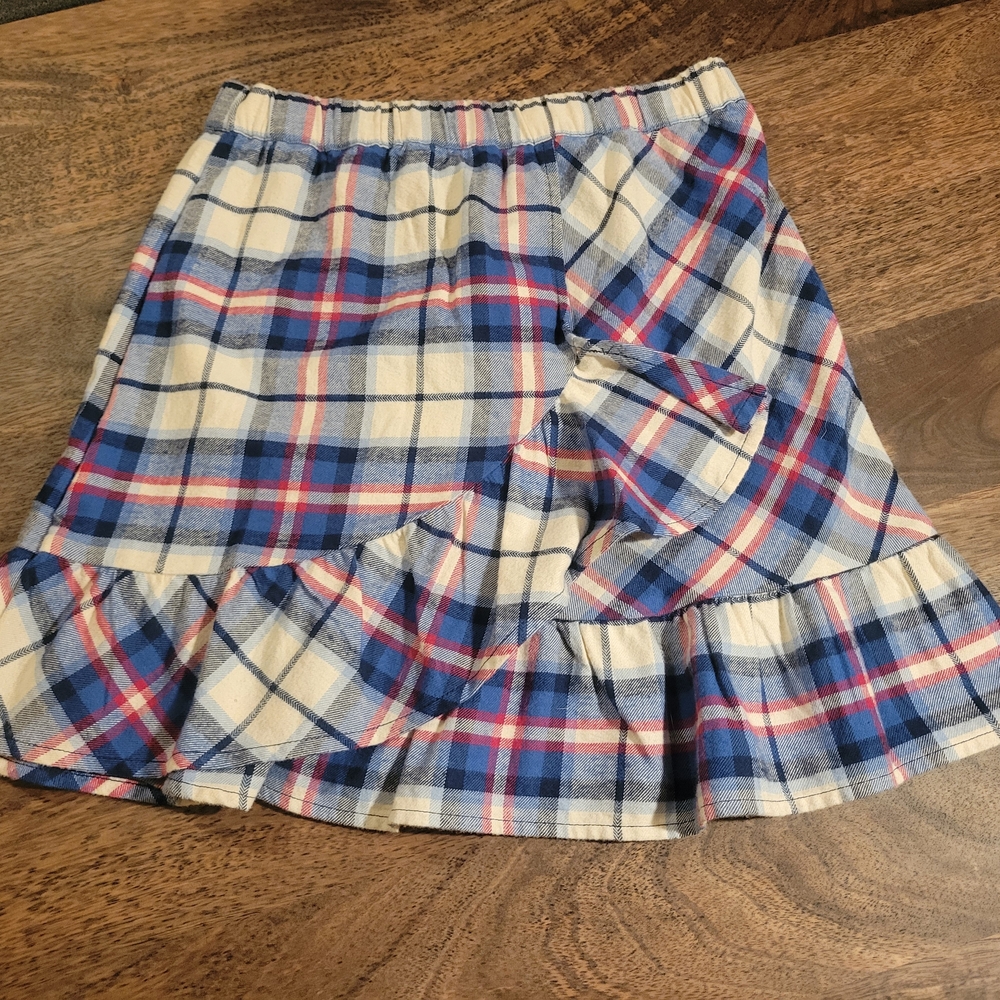 Kids Plaid Ruffle Skirt - Blue, Red, and White